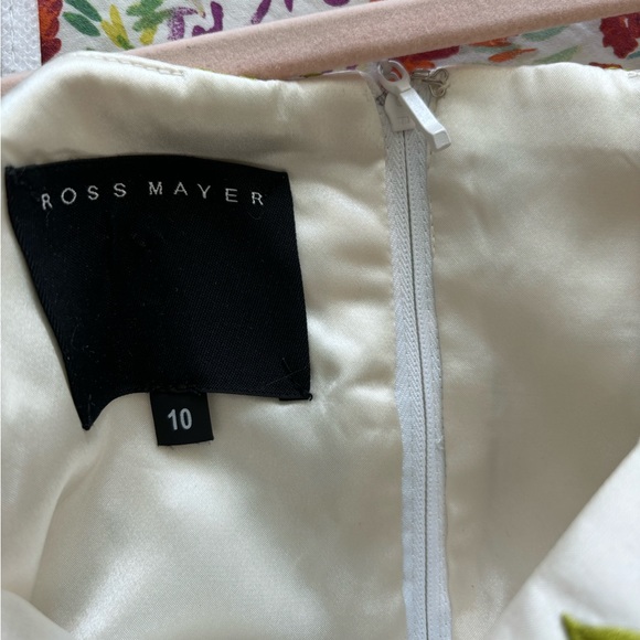 Ross Mayer raw silk white and green tea length cocktail dress - Picture 6 of 10